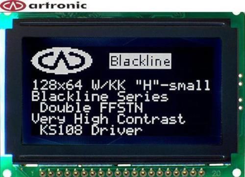 ART-US LCD 128x64-H/small with LED b/l-W/KK-black (KS0108B) [ABG128064H13-DIW-R]
