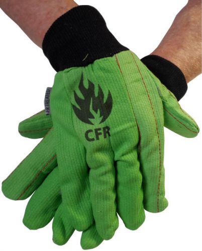 18 oz FR Treated 100% Cotton Corded GREEN Oil Field Glove (Dozen Pairs)