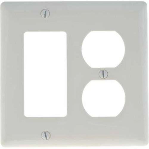 Decorator Wallplate 2-Gang Duplex Receptacle White Hubbell Electrical Products