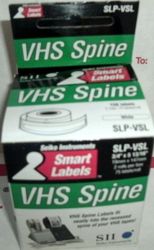Seiko VHS SLP-VSL Spine Label - 5.81&#034; Width x 0.75&#034; Length - 75/Roll 2 Box White