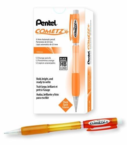 Pentel cometz automatic pencil, 0.9mm, orange barrel, box of 12 (ax119f) for sale