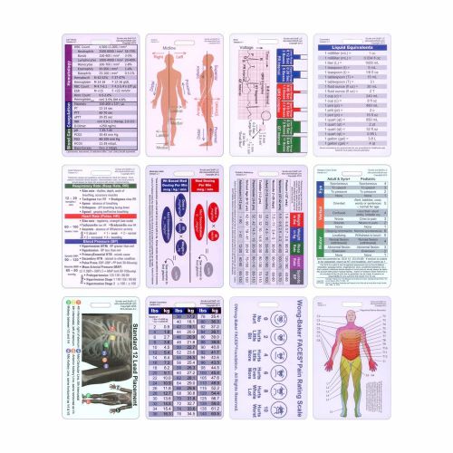 Complete Nurse Vertical Badge Card Set - 12 Cards - Reference Card RN LPN CNA NA