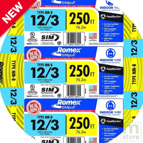 Romex 250 ft. 12/3 solid simpull nm-b gauge indoor residential electrical wire for sale