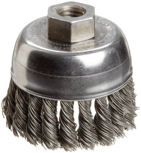 Weiler wire cup brush, threaded hole, steel, partial twist knotted, single row, for sale