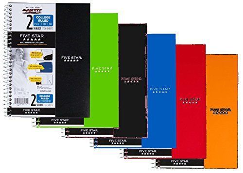 Five Star Spiral Notebook College Ruled 2 Subject 6 x 95 Inches 100 Sheets 6