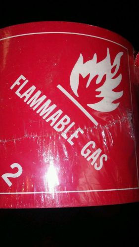 50 Labels FLAMMABLE GAS 2 4&#034; x 4&#034; Self Adhesive Paper Sticker Stickers ULINE NEW