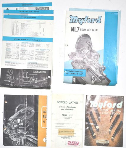 5pc myford lathe brochure, price list and catalog lot #rr886 super7 ml7 for sale