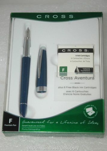 Cross Aventura Starry Blue Fountain Pen &amp; 6 Cartridges Gift Box AT0156H -NOS