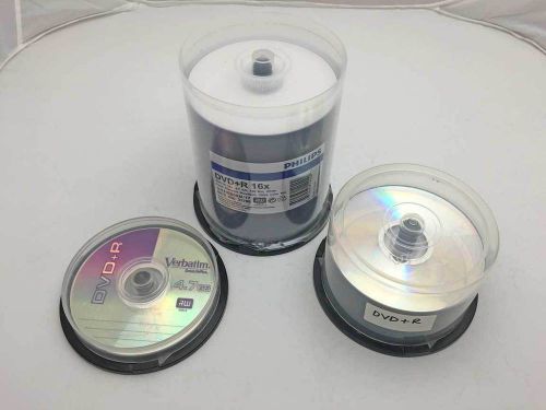 Lot of 138 Blank DVD+R Discs - Verbatim - Philips - Inkjet Printable