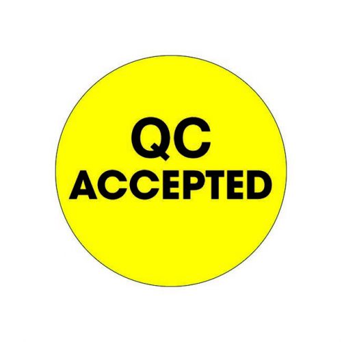 &#034;Tape Logic Labels, &#034;&#034;QC Accepted&#034;&#034;, 2&#034;&#034; Circle, Fluorescent Yellow, 500/Roll&#034;