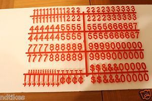 NEW  1 &#034;  Red Plastic Tabbed Changeable Numbers and Symbols  for Sign Boards