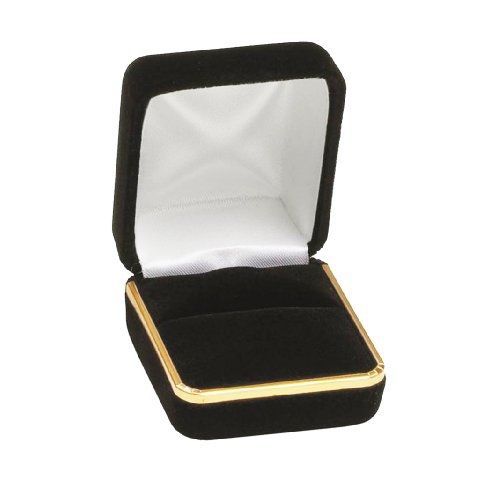 Geff House Black Velvet Ring Box With Gold Trim