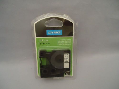 New Sealed DYMO D1 1/2&#034;x 23&#039; Standard Label Maker Tape Refill Black White 45113
