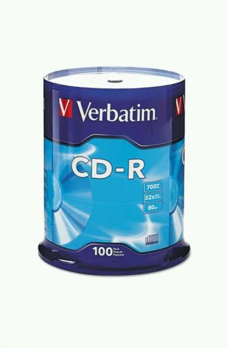 Verbatim CD-R Discs, 700MB/80min, 52x, Spindle, 100/Pack