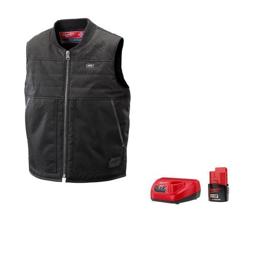 Milwaukee 2173-xl x-large black m12 cordless lithium-ion heated vest kit battery for sale