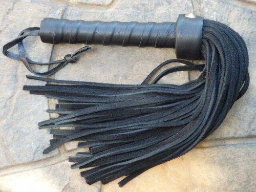 MIGHTY MINI Black Leather Lightweight Flogger - 72 TAILS - HORSE TRAINING TOOL