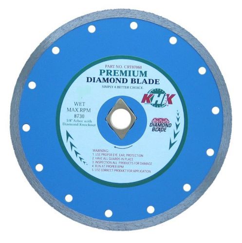 KHK CRT04060 4&#034; Premium Wet Continuous-Rim Diamond Blade  w/ 5/8&#034; Arbor