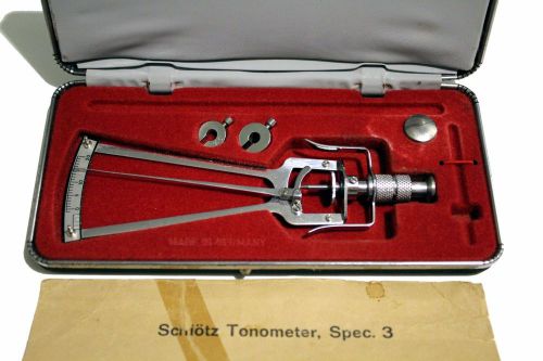 VINTAGE SCHIOETZ TONOMETER - EXCELLENT COND. W/ DOCUMENTS - LQQK!!!