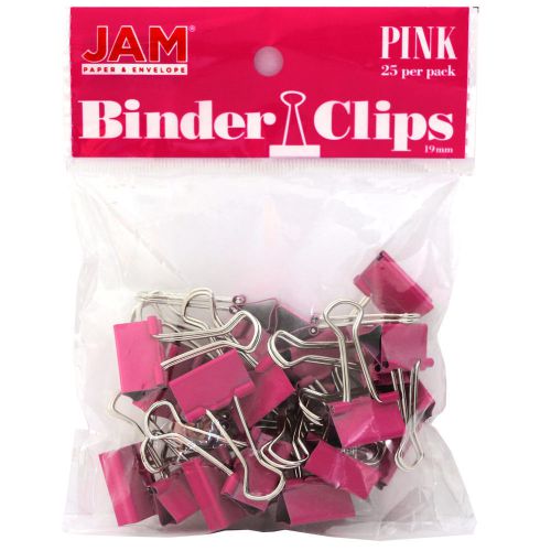 JAM Paper 3/4&#034; Small Color Binder Clips 19mm, Pink, 25-Pack