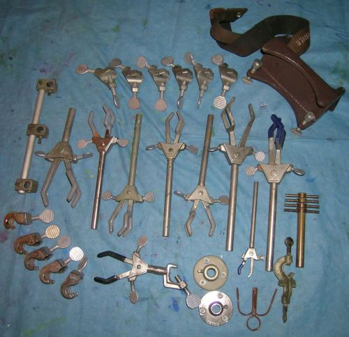 A small lot of assorted clamps, supports, holders
