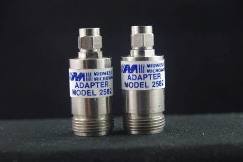 Two Midwest Microwave RF Microwave Model 2582 Type N to SMA Adapters