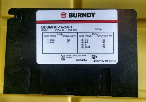 2 - NEW BURNDY BDBMHC-16-2/00-1, POWER DISTRIBUTION BLOCK, 600V, 135A, 175A CU