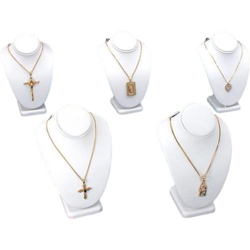 5 Pc White Necklace Bust Jewelry Chain Display 6 1/4&#034;