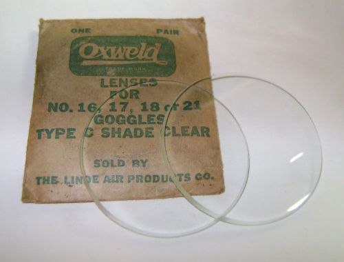 Vintage Oxweld Lenses for #16,17,18 or 21 Welding Steampunk Goggles Type C Clear