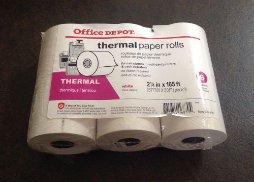 Thermal paper rolls white office depot 2 1/4x165ft new 6 count
