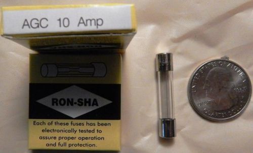 (15 pcs / 3pack) AGC-10 RON-SHA 10A 250v, Glass Fuse, Fast Acting