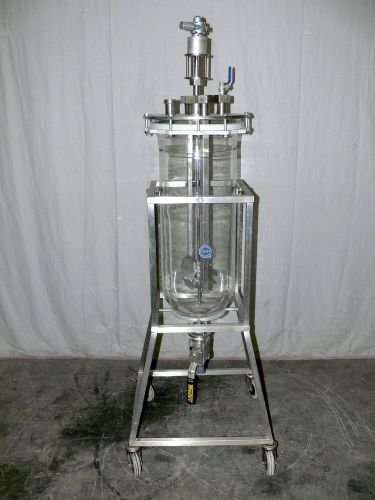 60 Liter Glass Reactor by OVF on Cart w/ GAST 1AM-NRV-60 Pneumatic Agitator