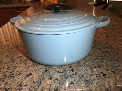 Le Creuset 5.5 Qt Dutch Oven Cast Iron Enameled Light Blue