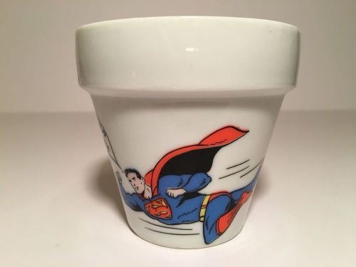 Vintage SUPERMAN Plant Vase / Pot Ceramic Collectible , Marked JAPAN , 3&#034; Tall.