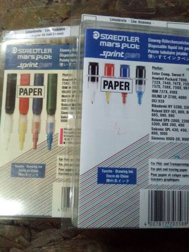 2 NEW packs of 4 each: Staedtler Mars Plot Sprint Liquid Ink Plotter Pens