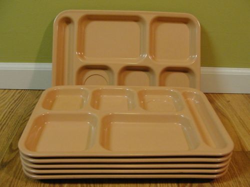 Lot Of 6 Dallas Ware 6 Compartment Cafeteria Lunch TV Food Tray Mint Peach  P-71