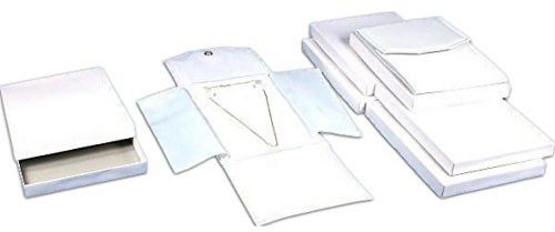 6 White Leather Necklace Jewelry Travel Folder Display Cases