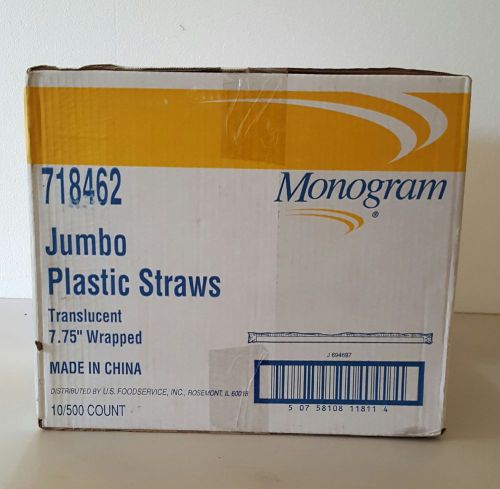 1 case of Jumbo Plastic Straws, 7.75&#034; wrapped #5000