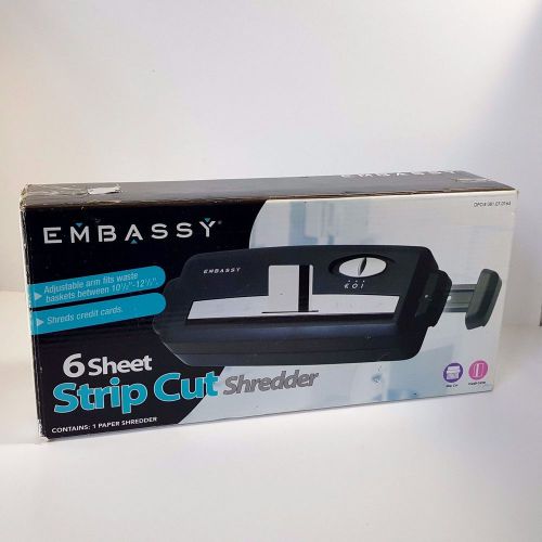 Embassy 6 Sheet Strip Cut Shredder TS60 Credit Card Shredder New In Box