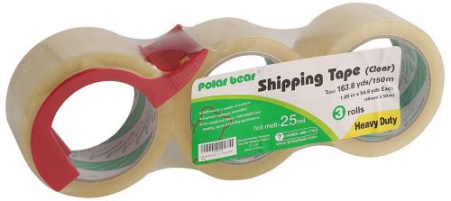 Polar Bear Hot Melt Shipping Tape with Dispensr 1.89&#034; X 55 Yards 2.5 Mil 3&#034; C...