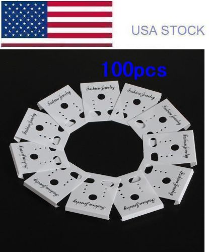 100pcs White ear hooks earring stud display cards paper jewelry 30mmX 40mm