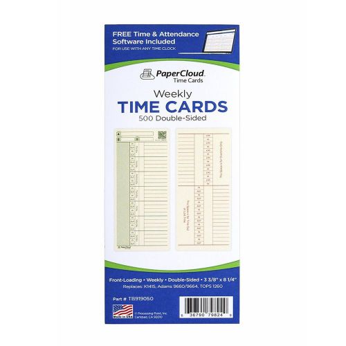 PaperCloud Time Cards Weekly 2-Sided compares with K1415 1260 3.375 x 8.25&#034; 5...