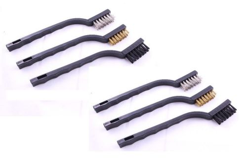 Wire brush set ~ 6 pcs ~ brass nylon &amp; stainless steel bristle ~ new for sale