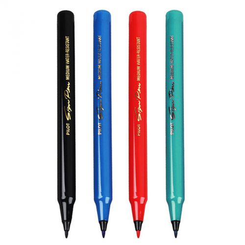 Pilot SWN-SPN Black,Blue,Red,Green Medium Water Resistant Sign Pens (4pcs)