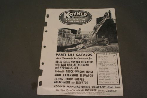 Koyker One Man Portable Elevator Equipment Parts and Assembley Catalog  Manual