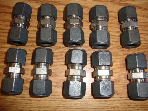 (10) NEW PARKER 8SC8-313  A-LOK 316SS 1/2&#034; TUBE FITTINGS W/ZINC PLATED NUTS