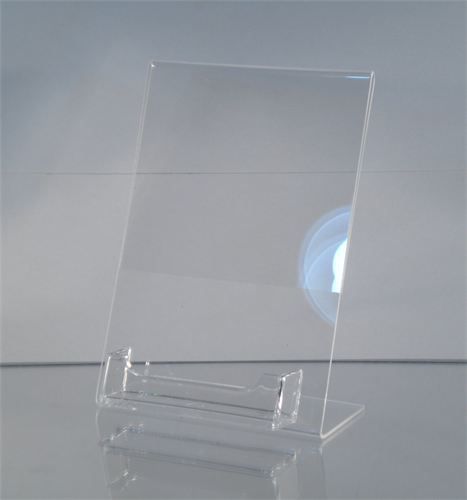 NEW Acrylic 5&#034;W x 7&#034;H Slanted Sign Holder with Business Card