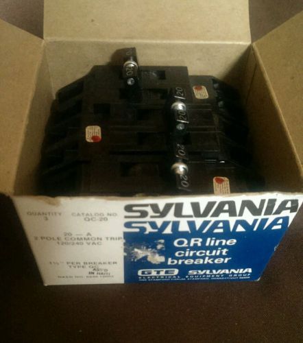 3 GTE Sylvania QC20 Circuit Breakers 2 Pole 20 Amp QC-20