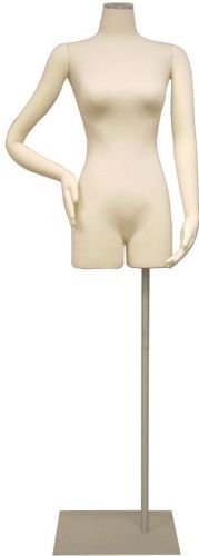 Used cream female dress form w/flexible arms w/metal base &amp; top for sale