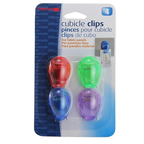 Pack Of 4 Officemate Standard Cubicle Clips Assorted Translucent Colors (30172)