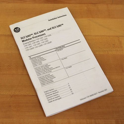 Allen Bradley 1747-IN009D-MU-P Modular Processors Installation Instructions